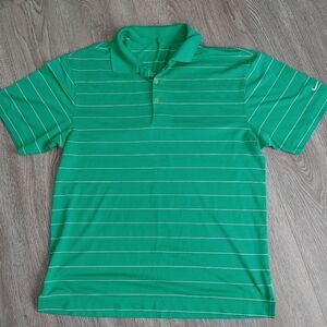 Nike Green Striped Polo Shirt